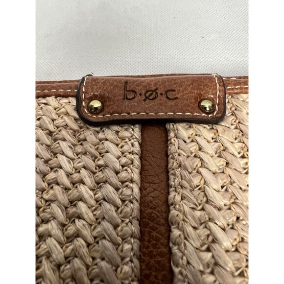 BOC Born Concept Charging Phone Bank Zip Wristlet Wallet Straw & Brown Saddle - Picture 2 of 6